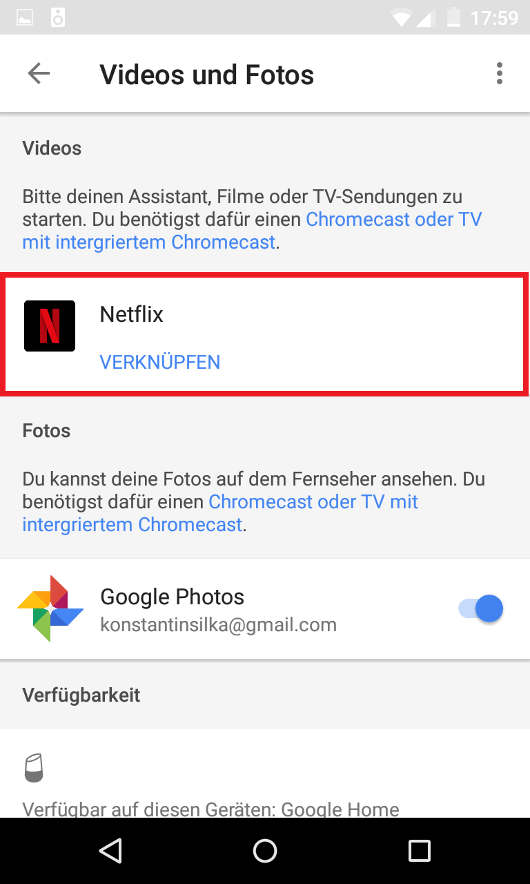 Schritt 3: Netflix Konto mit Google Home App verknüpfen