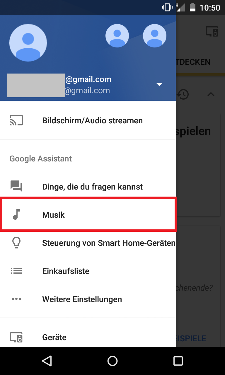 Schritt 1: Google Home - Standardmusikdienst auswählen