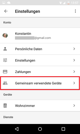 Schritt 2: Google Assistant: Multi-User-Unterstützung