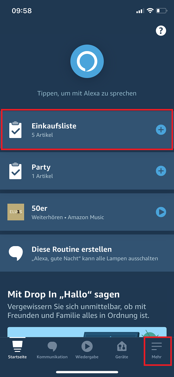 Schritt 1: Alexa Einkaufsliste erstellen Schritt 1: Alexa Einkaufsliste erstellen