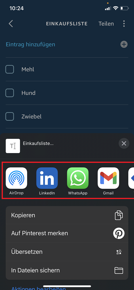 Alexa_Einlaufslsite_teilen_3 Schritt 1: Alexa Einkaufsliste erstellen
