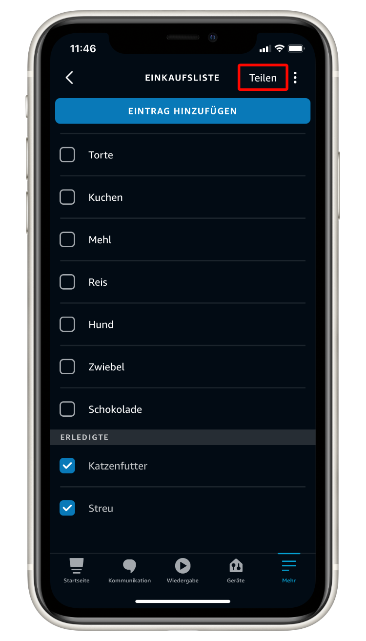 Alexa_Einkaufsliste_teilen_2 Schritt 1: Alexa Einkaufsliste erstellen